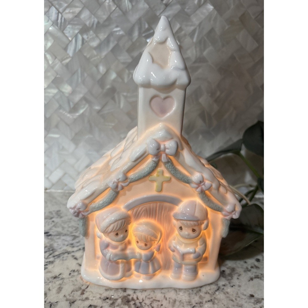 Precious Moments Sugar Town Lighted Church Carolers Vtg '93 Enesco Christmas